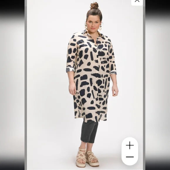 ✨️HOST PICK✨️ 100% Cotton Abstract Print Button Down Dress by Ulla Popken - Picture 13 of 15